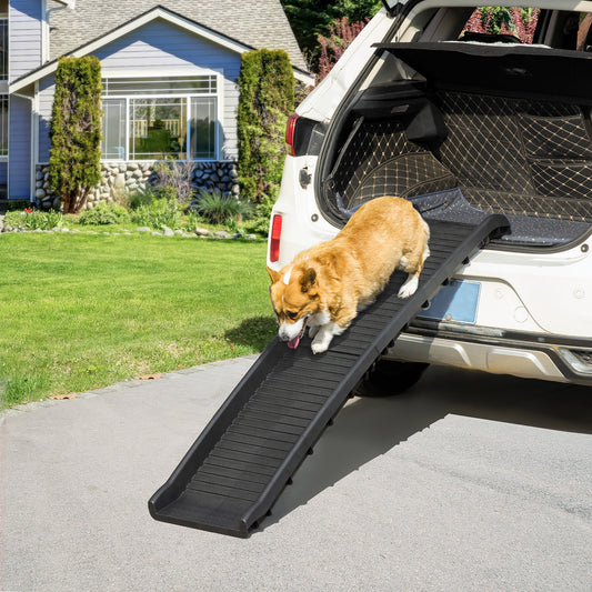 Foldable Pet Ramp Dog Car Ramp for SUVs, Cars w/ Removable Non-Slip Cover - Black