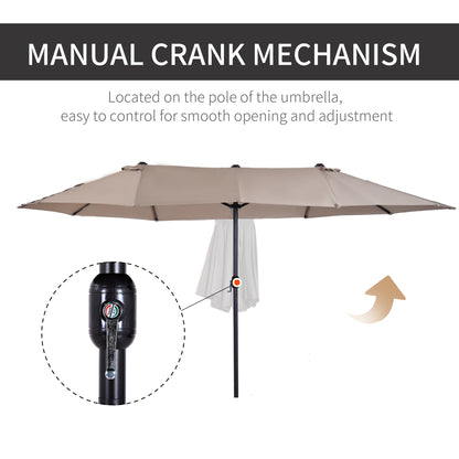 4.6m Garden Parasol Double-Sided Sun Umbrella Patio Market Shelter Canopy Shade Outdoor Tan - NO BASE