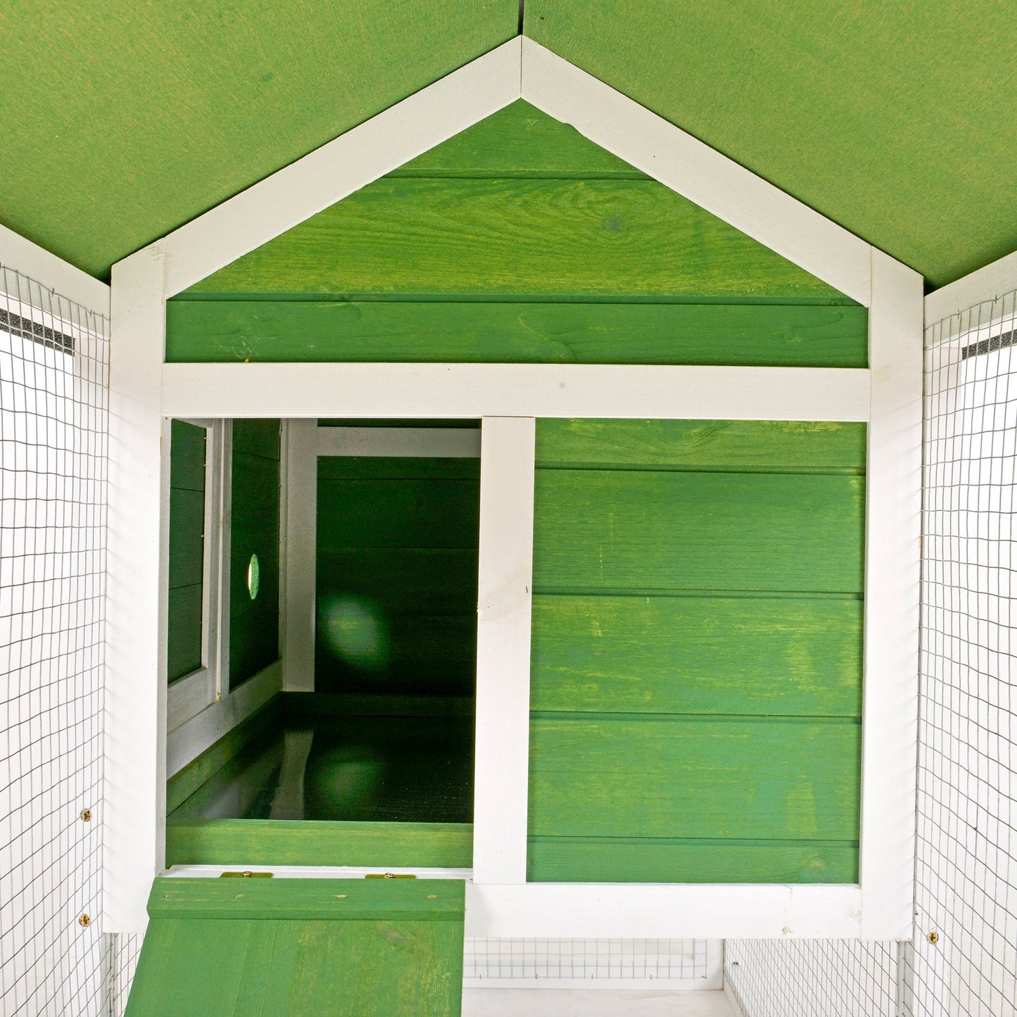 Rabbit Hutch and Run Guinea Pig Hutch Wooden Bunny Cage for Outdoor Indoor with Pull Out Tray Run Asphalt Roof Green 120 x 60 x 79 cm