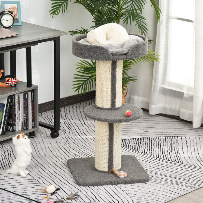 91cm Cat Tree for Indoor Cats Kitten Activity Center Play Tower Perches Sisal Scratching Post Lamb Cashmere Grey