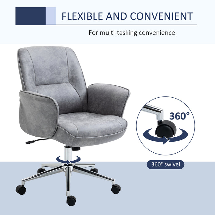 Swivel Ergonomic Office Chair Mid Back Desk Chair for Home Study Bedroom, Light Grey