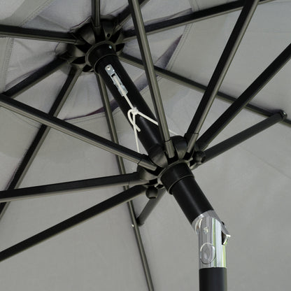 2.66m Patio Umbrella Garden Parasol Outdoor Sun Shade Table Umbrella with Ruffles, 8 Sturdy Ribs, Charcoal Grey