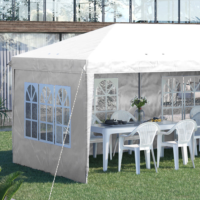 3 x 6m Pop Up Gazebo, Height Adjustable Marquee Party Tent with Sidewalls and Storage Bag, White