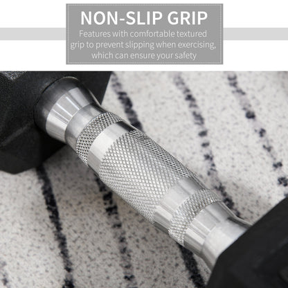 2x 10kg Hex Dumbbells Set Rubber Dumbbells Weight Lifting Equipment Fitness Home Gym