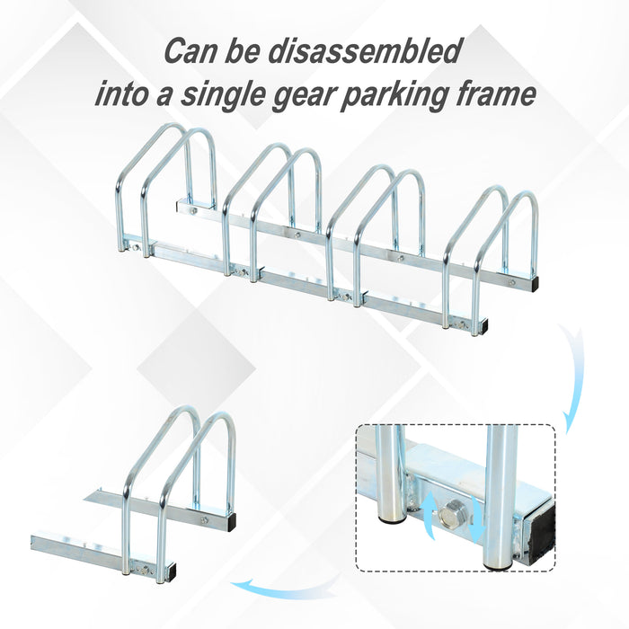 Bike Stand Parking Rack Floor or Wall Mount Bicycle Cycle Storage Locking Stand (4 Racks, Silver)