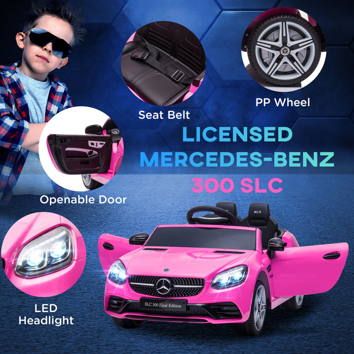 AIYAPLAY Mercedes Benz SLC 300 Licensed 12V Kids Electric Ride On Car with Parental Remote Two Motor Music Light Suspension Wheel for 3-6 Years Pink