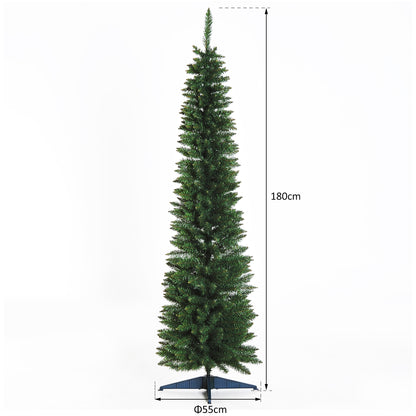6ft Green Slim Artificial Christmas Tree with 390 Tips & Stand