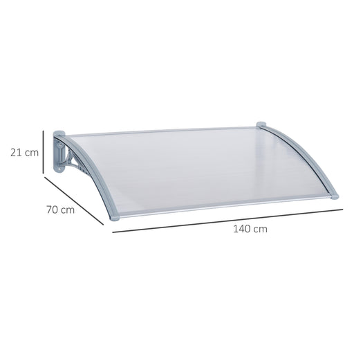 Door/Window Awning, Polycarbonate, 140Wx70L cm-Transparent/Silver