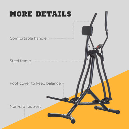 HOMCOM Air Walker Glider Home Gym, Cross Trainer Fitness Exercise Machine with LCD Monitor - Black