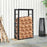 Metal Firewood Log Holder Tall Firewood Rack Indoor Outdoor Fireplace Wood Storage Shelf with Rust-Resistant, Black, 60W x 25D x 100H cm