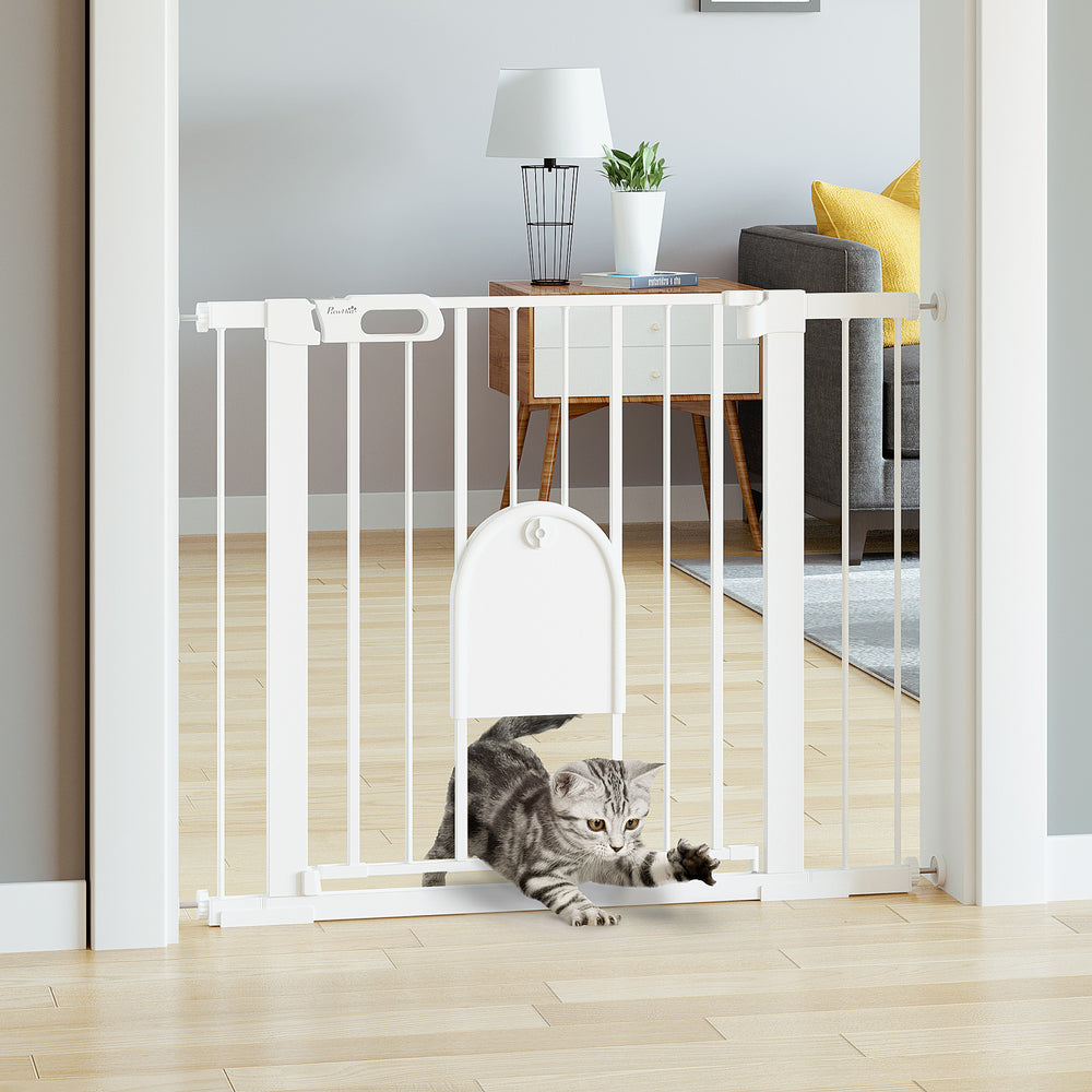 Pet Gate with Cat Flap - 75-103 cm