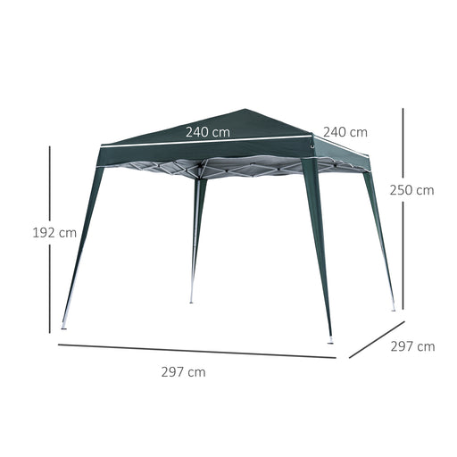 Outsunny Slant Leg Pop Up Gazebo with Carry Bag, Height Adjustable Party Tent Instant Event Shelter for Garden, Patio, ( 3 M âÃ Ã¶ââ¥ 3 M Base / 2.5 M âÃ Ã¶ââ¥ 2.5 M Top, Green)
