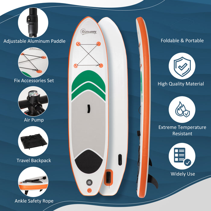 10'6" x 30" x 6" Inflatable Non-Slip Paddle Stand Up Board w/ Adjustable Aluminium Paddle, ISUP Accessories, 320L x 76W x 15H cm - White