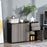 High Gloss Sideboard, Side Cabinet, Push-Open Design with 2 Drawer for Living Room, Bedroom, Light Grey and Black