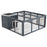 Rabbit Hutch Guinea Pig Run House Small Animal Bunny Cage Duck House Hideaway Chinchilla Cage Outdoor Indoor with Openable Roof Grey 123x120x52cm