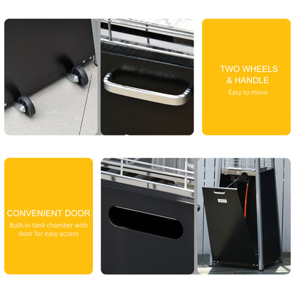 11.2KW Outdoor Patio Gas Heater Freestanding Pyramid Propane Heater Garden Tower Heater with Wheels, Dust Cover, Black, 50 x 50 x 225cm