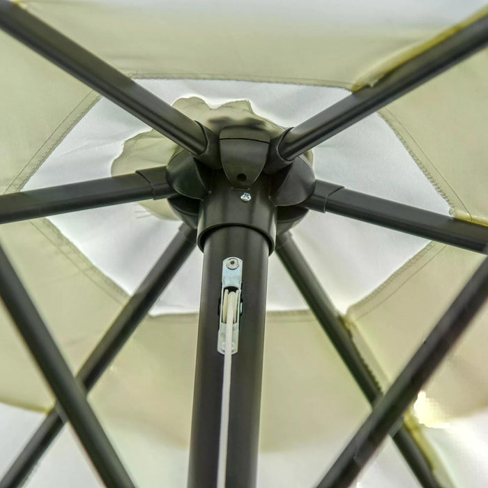 Outsunny 2.7M Garden Parasol Umbrella with Tilt and Crank, Outdoor Sun Parasol Sunshade Shelter with Aluminium Frame, Grey