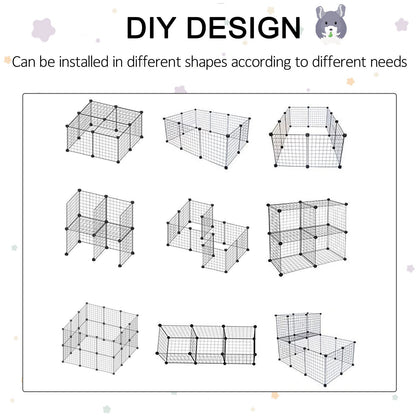 3 Level DIY Pet Playpen Metal Small Animal Cage Rabbit Ferret Chinchillas Cage 4 Doors Bottom Trays Black