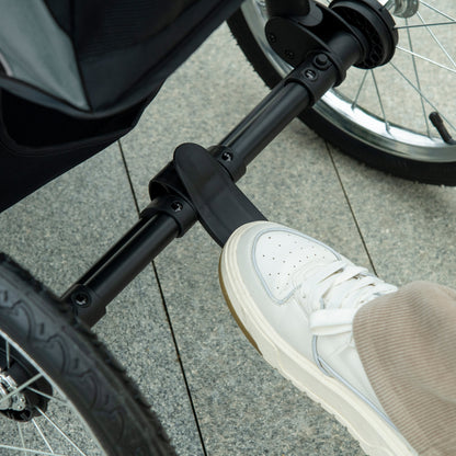 Pet Stroller Jogger for Medium, Small Dogs, Foldable Cat Pram Dog Pushchair w/ Adjustable Canopy, 3 Big Wheels - Grey