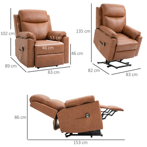 Power Lift Chair - Soft Faux Leather Brown