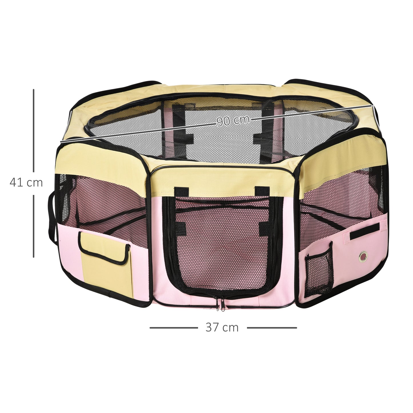 Fabric Pet Whelping Box Dog Cat Puppy Playpen Rabbit Guinea Pig Play Pen in Pink With Carry Bag Small Dia 90 x 41Hcm