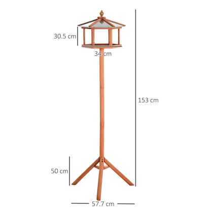 Wooden Bird Table Free Standing Bird Feeder Parrot Stand for Garden Patio or Balcony 153cm High