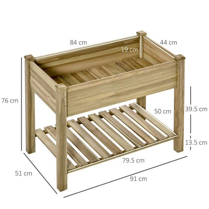 Garden Wooden Planters， Raised Garden Bed with Legs and Storage Shelf, Gardening Standing Growing Bed Flower Boxes for Backyard, Balcony