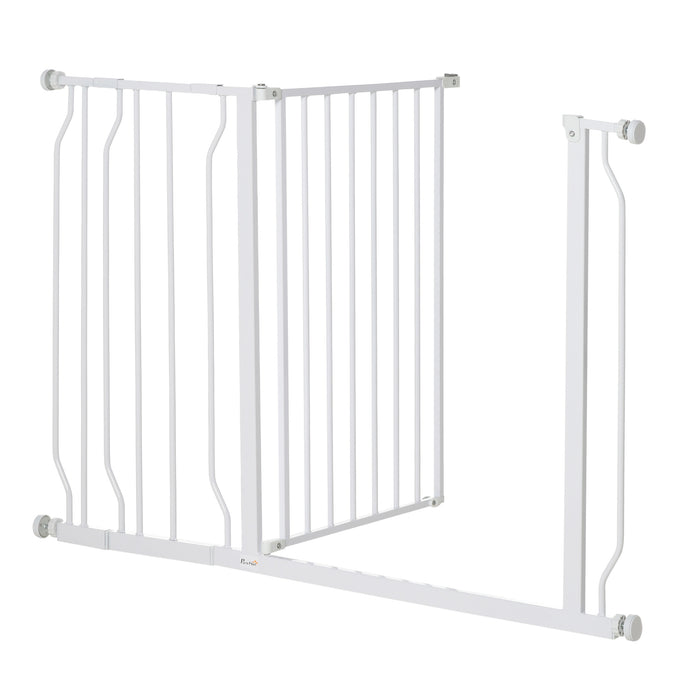 Dog Gate Wide Stair Gate w/ Door Pressure Fit Pets Barrier for Doorway, Hallway, 76H x 75-115W cm - White