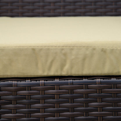 PE Rattan Garden Furniture 3 pcs Patio Bistro Set Weave Conservatory Sofa Coffee Table and Chairs Set Beige