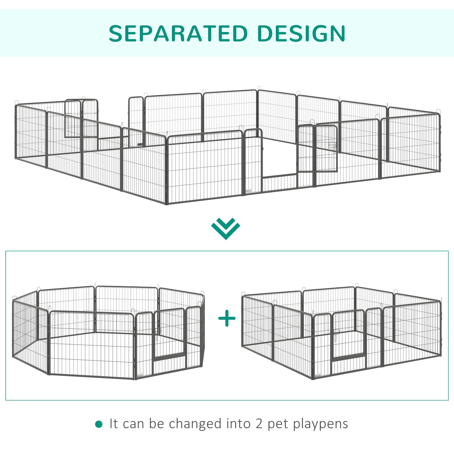 Heavy Duty Puppy Play Pen, 16 Panels Pet Exercise Pen for Indoors, Outdoors, Pet Playpen for Small Dogs, 60Hcm