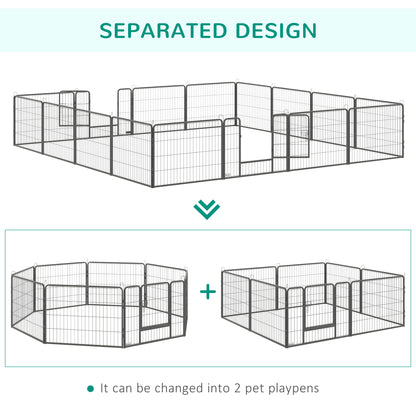 Heavy Duty Puppy Play Pen, 16 Panels Pet Exercise Pen for Indoors, Outdoors, Pet Playpen for Small Dogs, 60Hcm