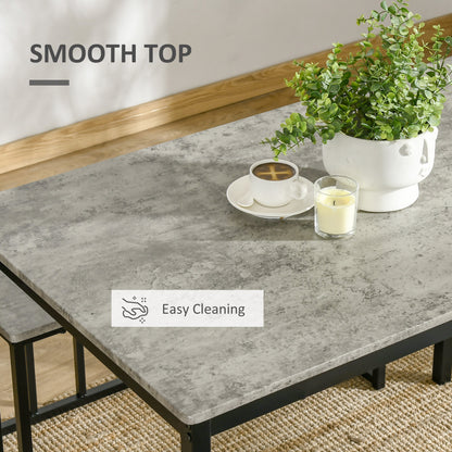 Concrete Effect Dining Table and Chairs Set for 4 People