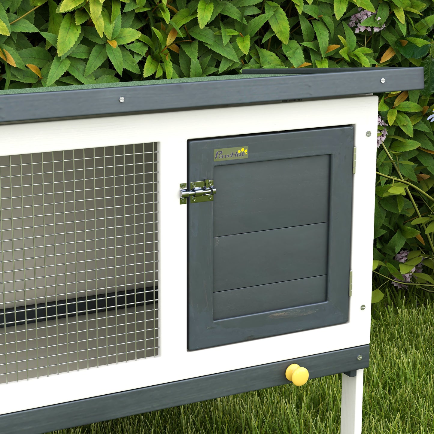 Wooden Rabbit Hutch Guinea Pig Hutch Bunny Cage Small Animal Habitat Openable Asphalt Roof for Outdoor Use 90 x 45 x 65 cm