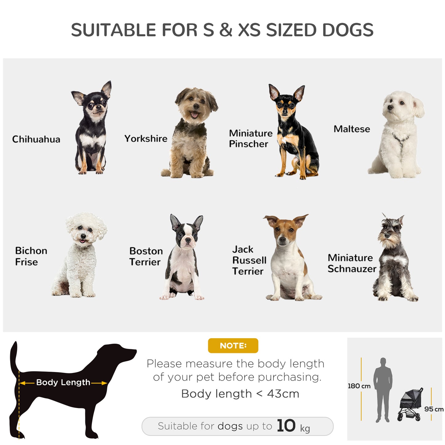 Pet Stroller Dog Cat Travel Pushchair Foldable Jogger with Reversible Handle EVA Wheel Brake Basket Adjustable Canopy Safety Leash for Small Dogs, Black