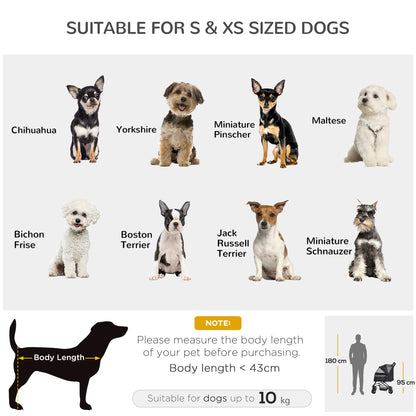 Pet Stroller Dog Cat Travel Pushchair Foldable Jogger with Reversible Handle EVA Wheel Brake Basket Adjustable Canopy Safety Leash for Small Dogs, Black