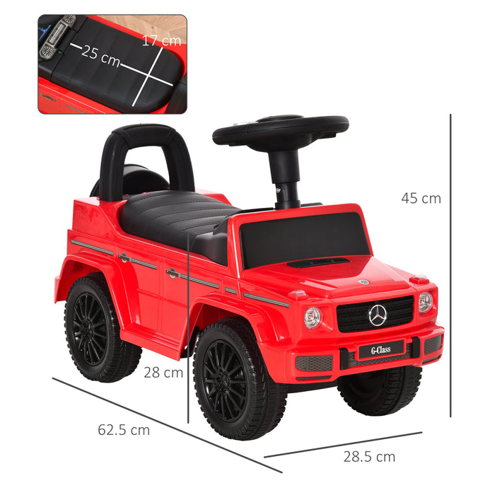 Aosom Compatible Baby Toddler Push Handle Sliding Car Mercedes-Benz G350 Licensed w/Big Steering Wheel Anti-overturning System Red