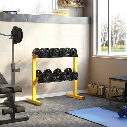 SPORTNOW Dumbbell Rack Stand, 2-Tier Weight Storage Organiser, Stable Dumbbell Holder for Home Gym, 270kg Capacity