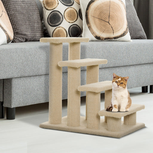 Dog Steps for Bed 4 Step Pet Stairs for Sofa Dog Cat Climb Ladder 63x43x60 cm Light Brown