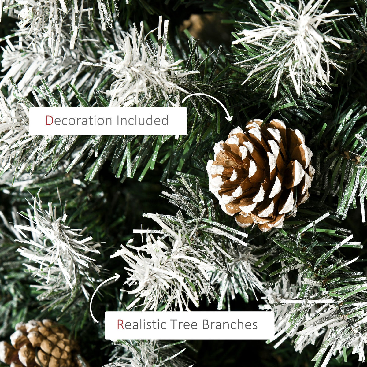 6ft Snow-Flecked Artificial Christmas Tree with Pinecones & 800 Tips