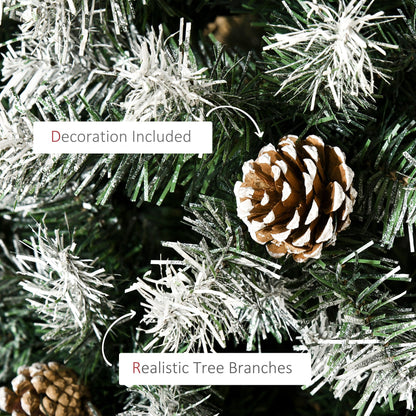 6ft Snow-Flecked Artificial Christmas Tree with Pinecones & 800 Tips