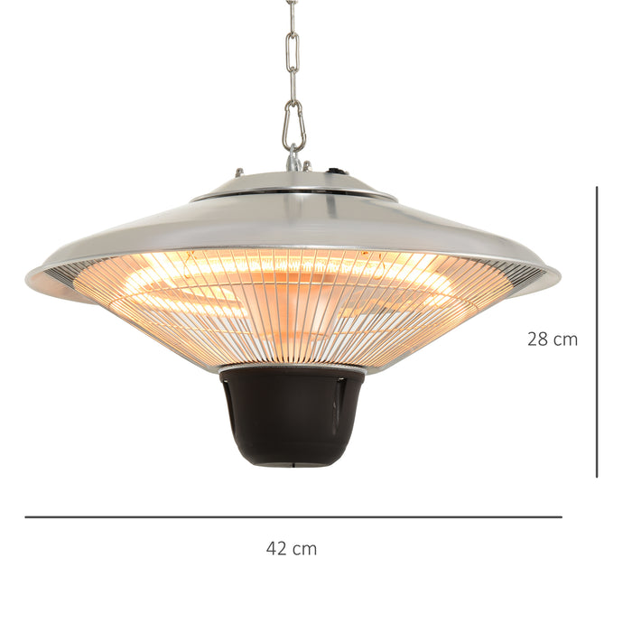 1500W Patio Heater Outdoor Ceiling Mounted Aluminium Halogen Electric Hanging  Heating Light Pull Switch Control