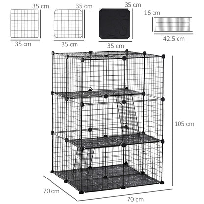 Pet Playpen DIY Small Animal Cage Enclosure Metal Wire Fence 39 Panels with 3 Doors 2 Ramps for Kitten Bunny Chinchilla Pet Mink Black