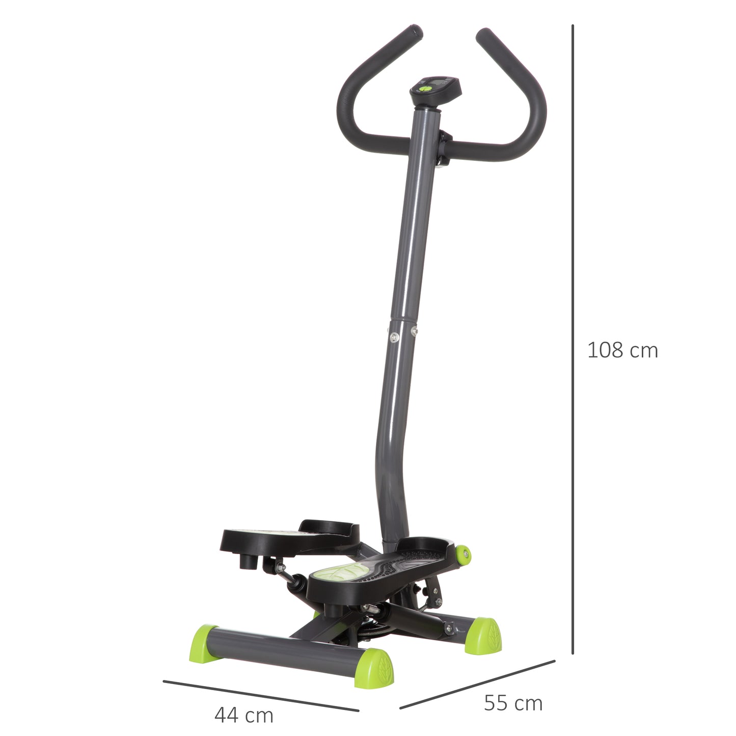 Adjustable Stepper Aerobic Ab Exercise Fitness Workout Machine with LCD Screen & Handlebars