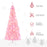 6' Tall Prelit Pencil Slim Artificial Christmas Tree with Realistic Branches, 300 Warm White LED Lights and 618 Tips, Xmas Decoration, Pink