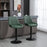 Retro Bar Stools Set of 2, Adjustable Kitchen Stool, Upholstered Bar Chairs with Back, Swivel Seat, Green