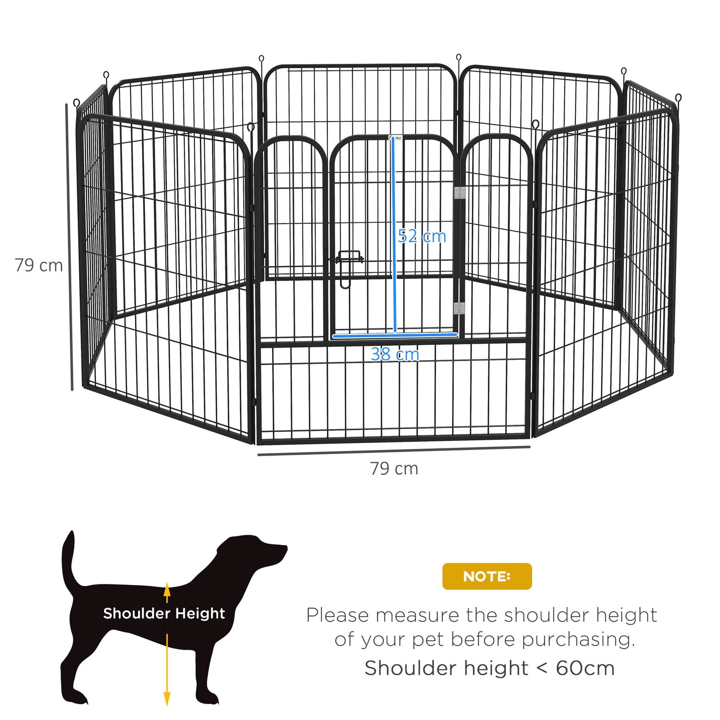 Heavy Duty Puppy Play Pen, 8 Panels Pet Exercise Pen for Indoors, Outdoors, Pet Playpen for Medium, Small Dogs, 79Hcm