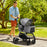 3 in 1 One-Click Foldable Pet Stroller, Detachable Dog Cat Travel Pushchair, Car Seat w/ EVA Wheels, Basket, Adjustable Canopy, Safety Leash, Cushion, for Small Pets - Grey