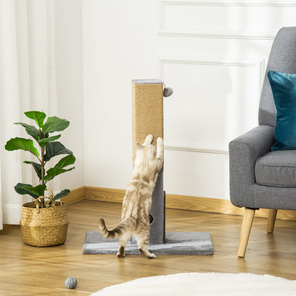 Cat Tree Scratching Post for Indoor Cats 79cm Jute Scratcher Climber w/ Carpet Base Dangling Toy ‚àö√™ Grey