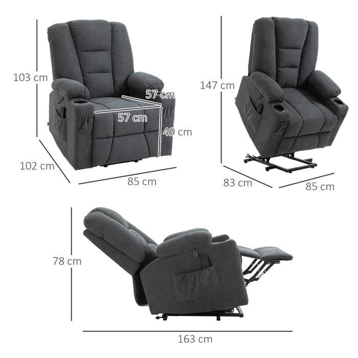 Power Lift Rise & Recliner Electric Chair - Charcoal Grey