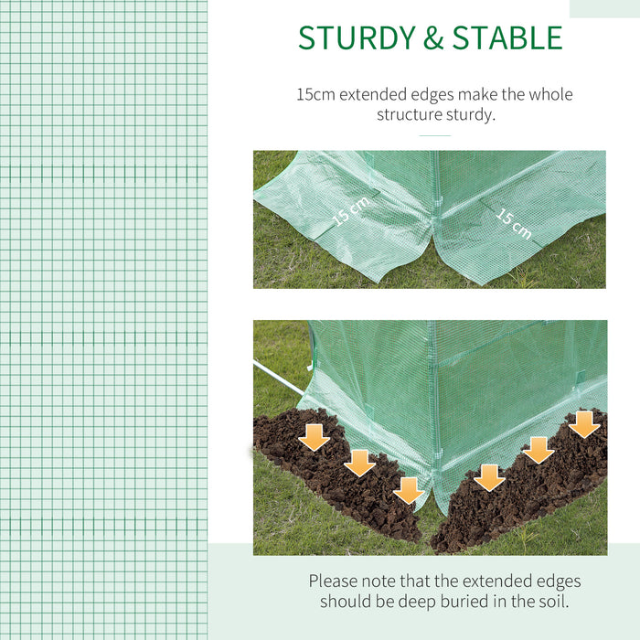 6 x 3 x 2 m Large Walk-In Greenhouse Garden Polytunnel Greenhouse with Steel Frame, Zippered Door and Roll Up Windows, Green